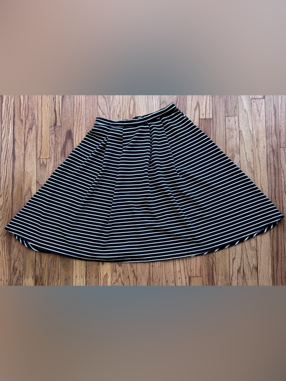 New Look Black and White Striped Circle Skirt